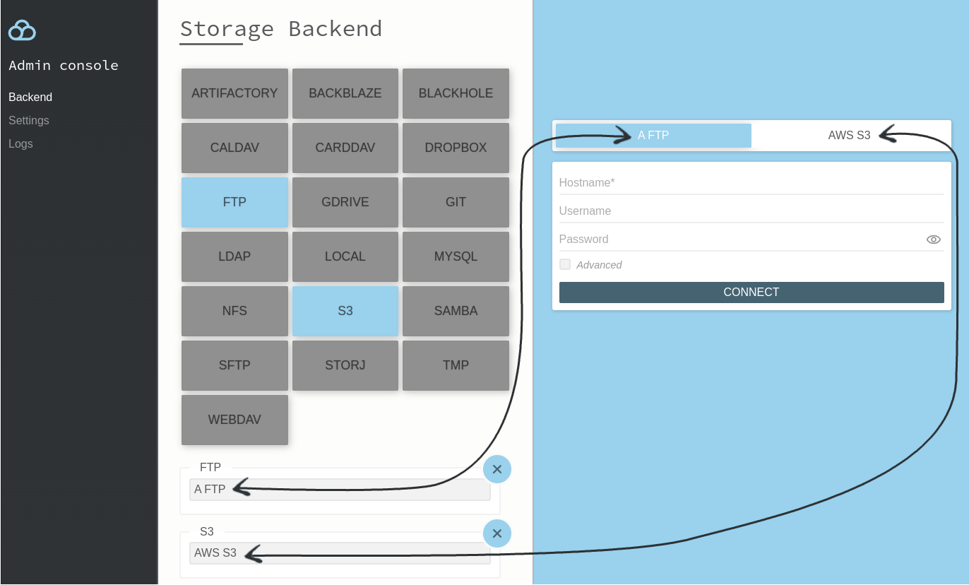 storage backend screenshot